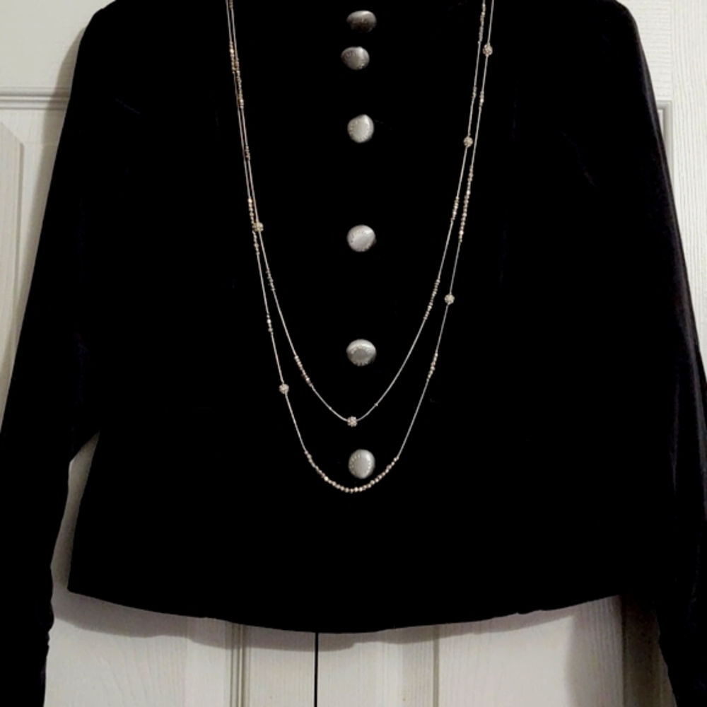 Chico's Gold & Crystal Long Double Strand Necklace